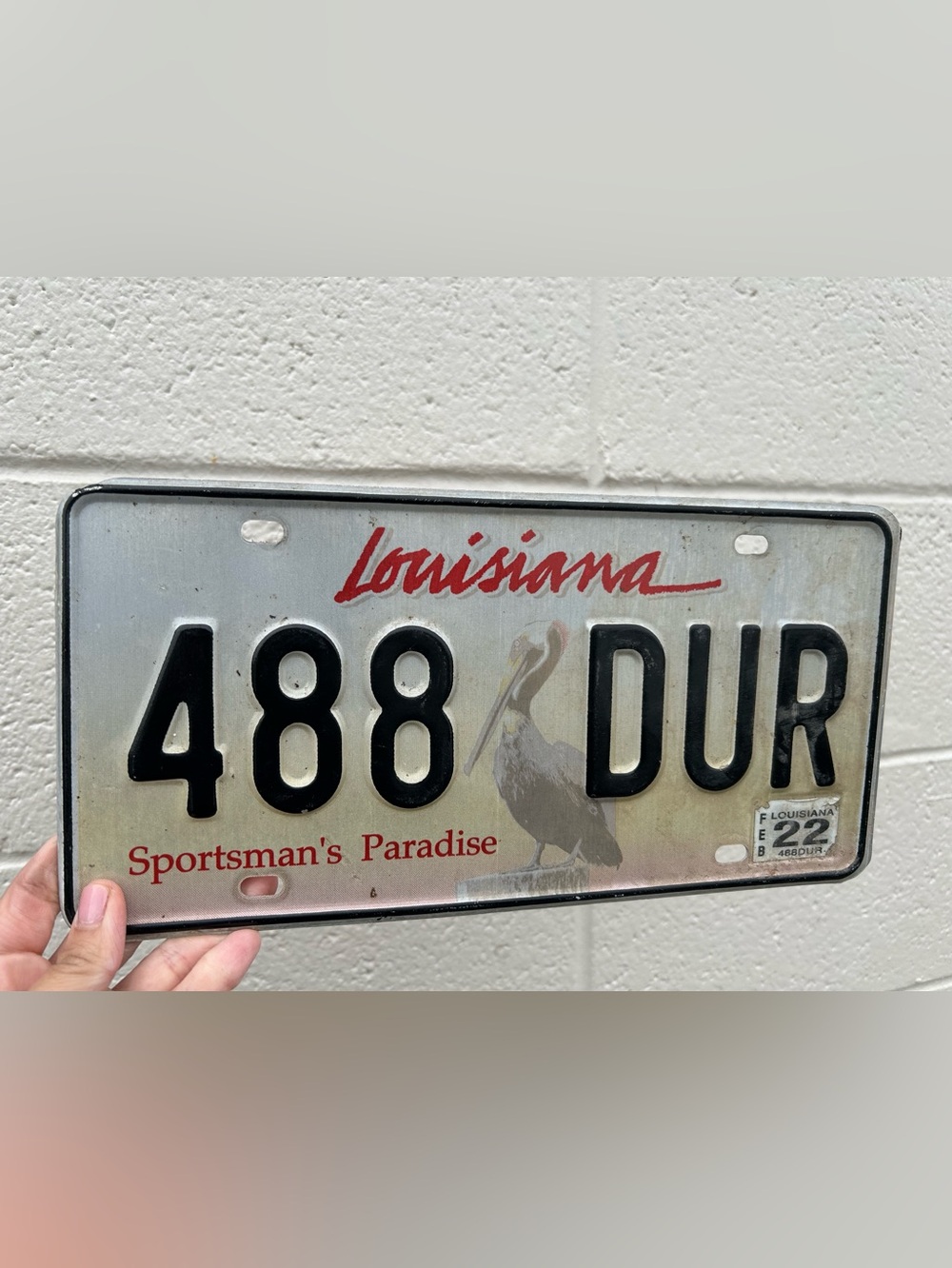 Classic Louisiana License Plate Wall Sign Decor - White & Black Grey Man cave
